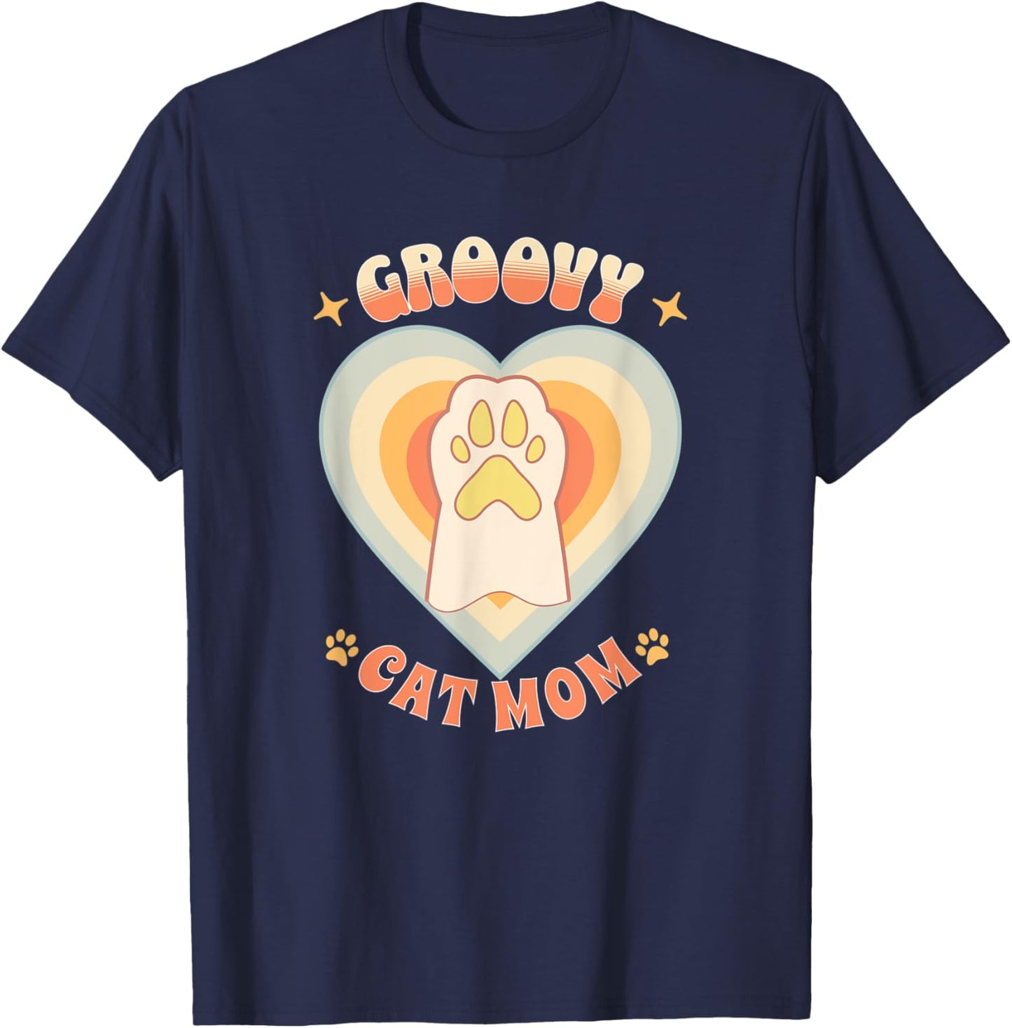 Groovy Cat Mom Men Women T-Shirt - T-Shirt | Navy