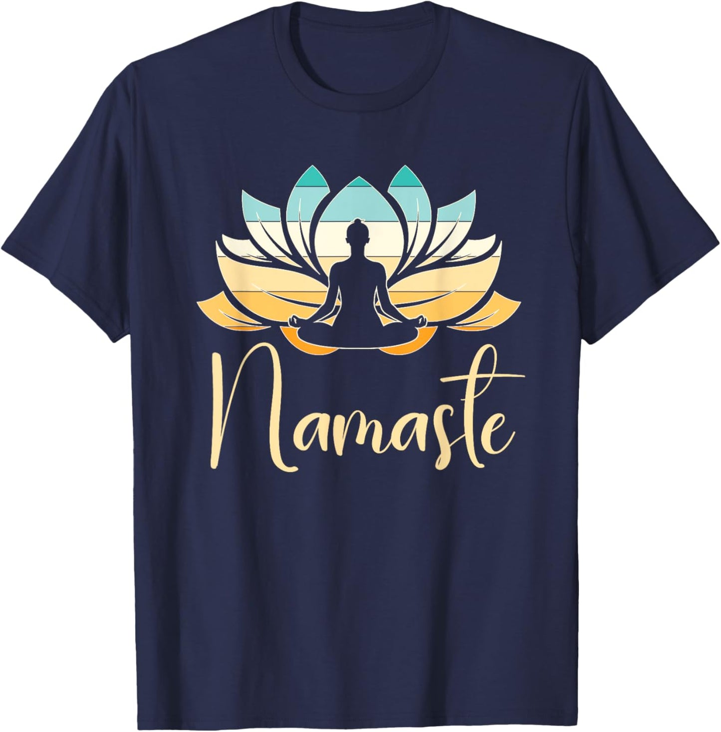 Namaste Lotus Flower Meditation Yoga T-Shirt - T-Shirt | Navy