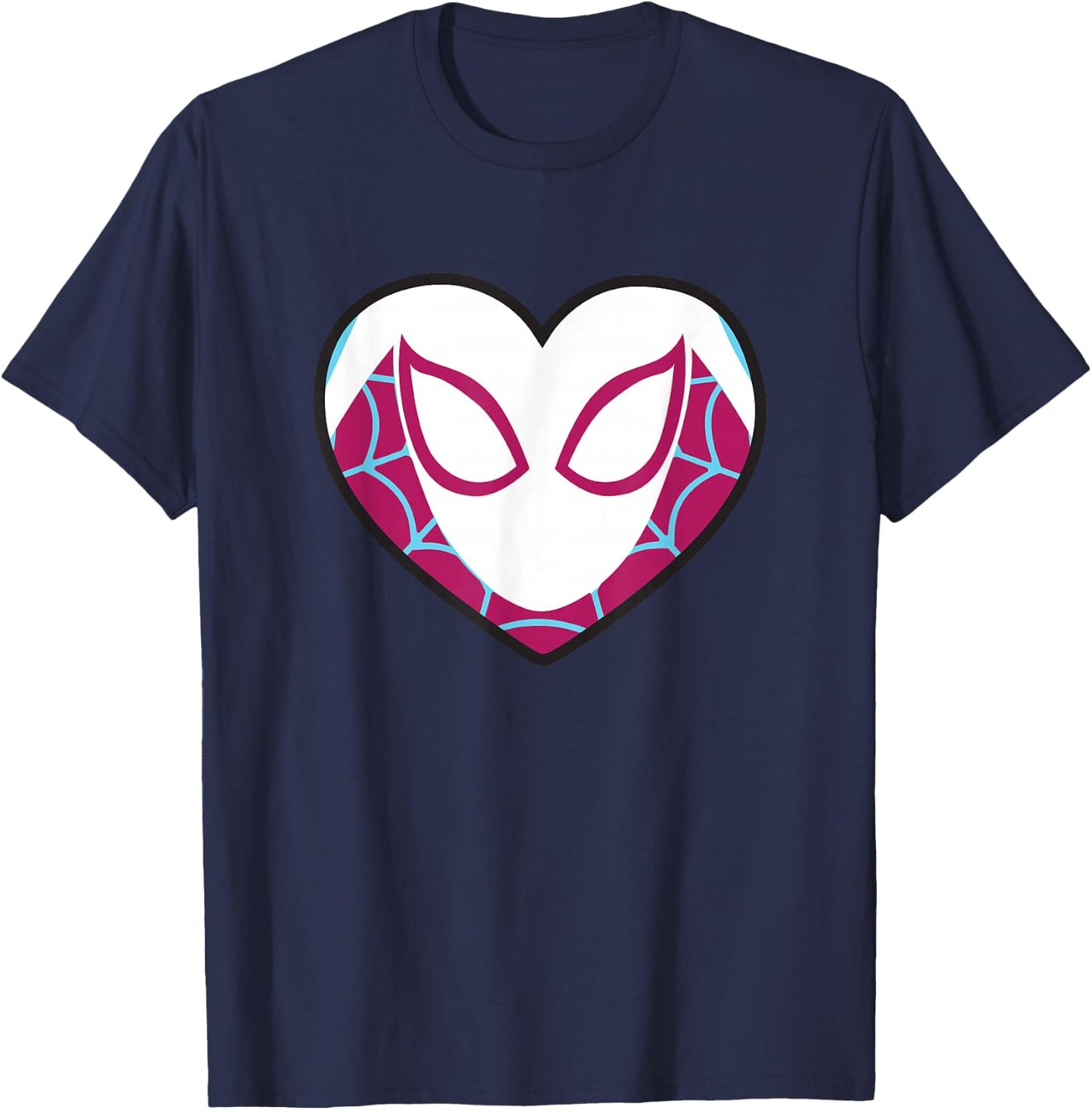 Marvel Spider-Man Ghost Spider Gwen Heart Mask Logo T-Shirt - T-Shirt | Navy