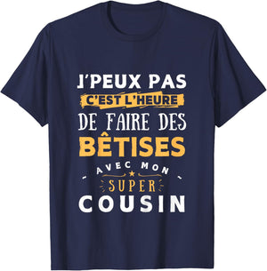 Bêtises avec mon super Cousin - Children's Humour Gift T-Shirt - T-Shirt | Navy