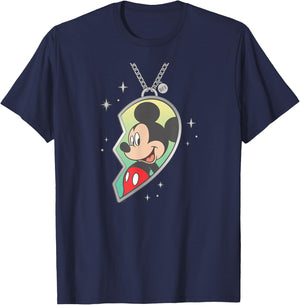 Disney BFF Best Friends Matching Heart Necklace Mickey Mouse T-Shirt - T-Shirt | Navy