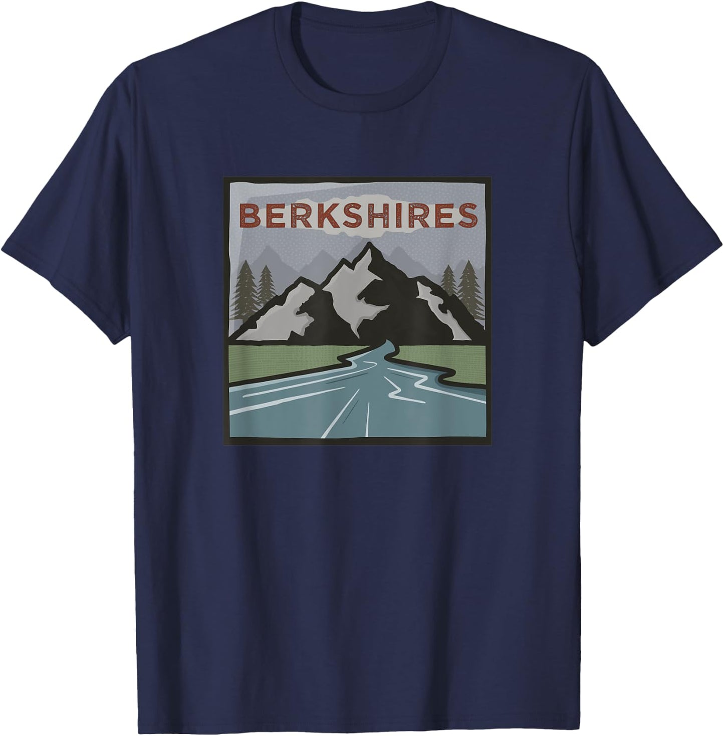 Vintage Berkshires, MA Illustration / Retro Berkshires, MA T-Shirt - T-Shirt | Navy
