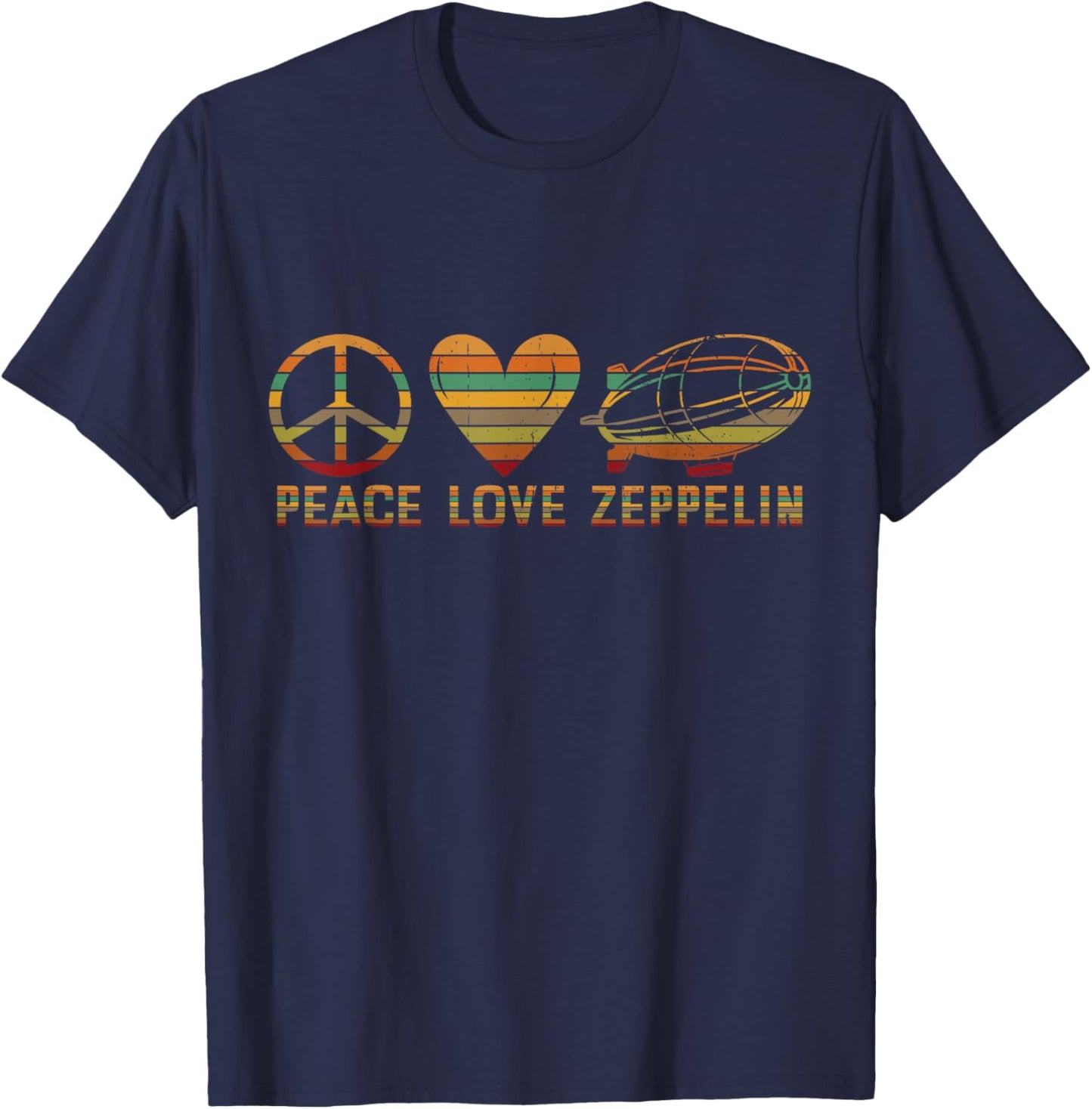 Retro Zeppelin 70s Dirigible Blimp Airship Zepelin Zepplin T-Shirt - T-Shirt | Navy