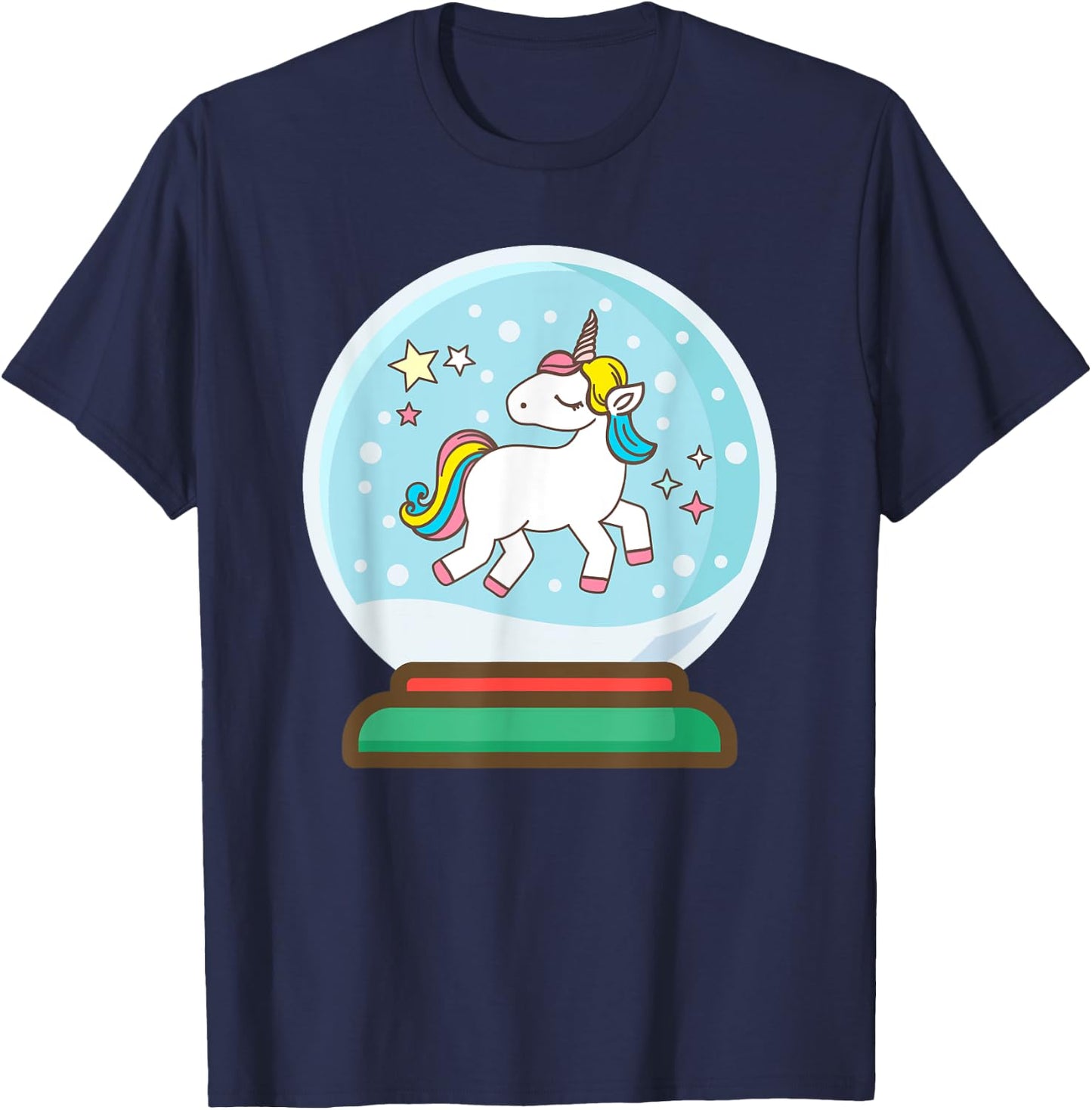 Unicorn Snow Globe Gift Girls T-Shirt - T-Shirt | Navy
