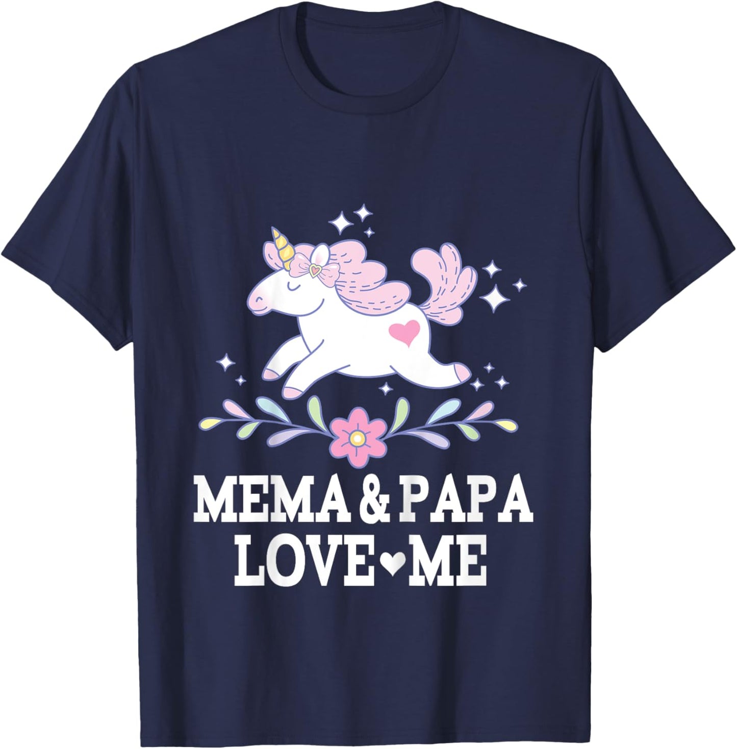 Mema And Papa Love Me Granddaughter Unicorn T-Shirt - T-Shirt | Navy