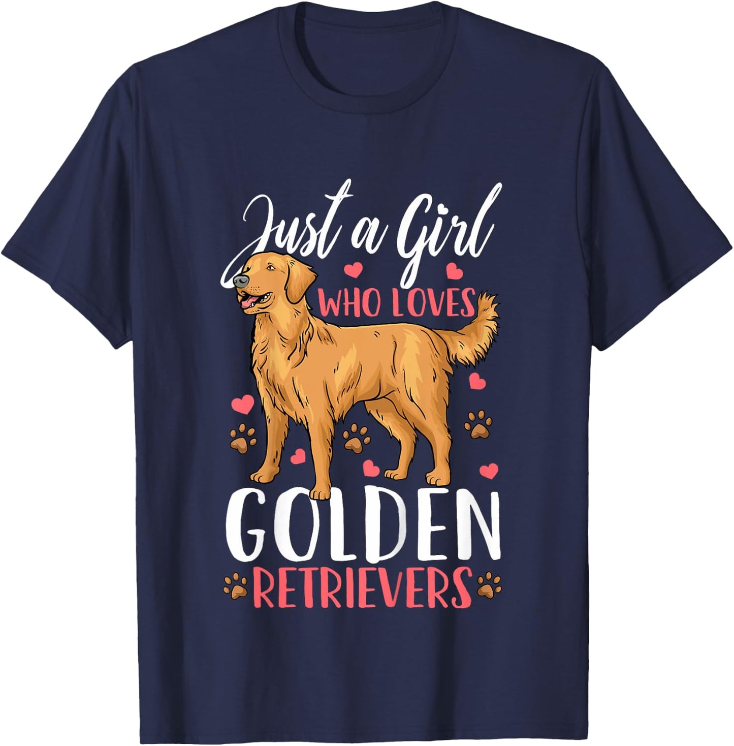 Kids Golden Retriever Just A Girl Who Loves Golden Retrievers T-Shirt - T-Shirt | Navy