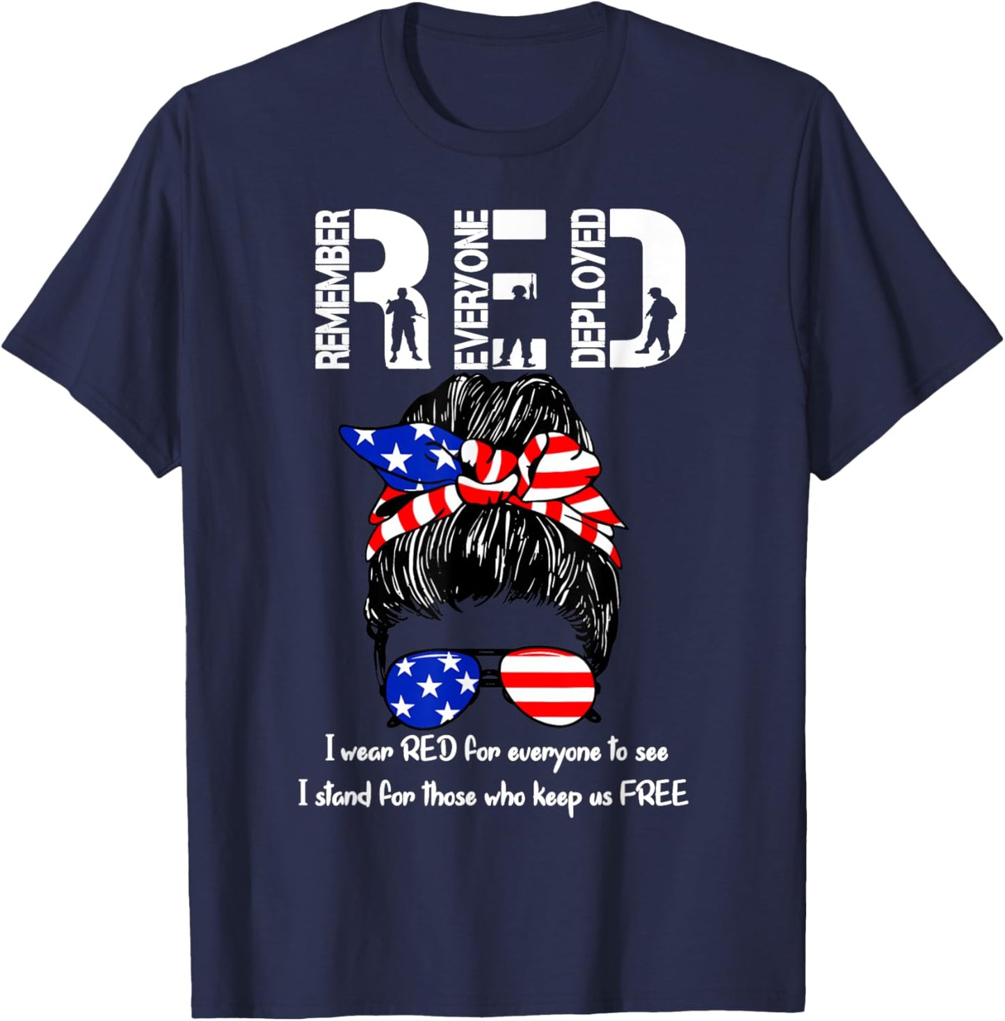 On Friday We Wear Red Military Support Troops T-Shirt - T-Shirt | Navy