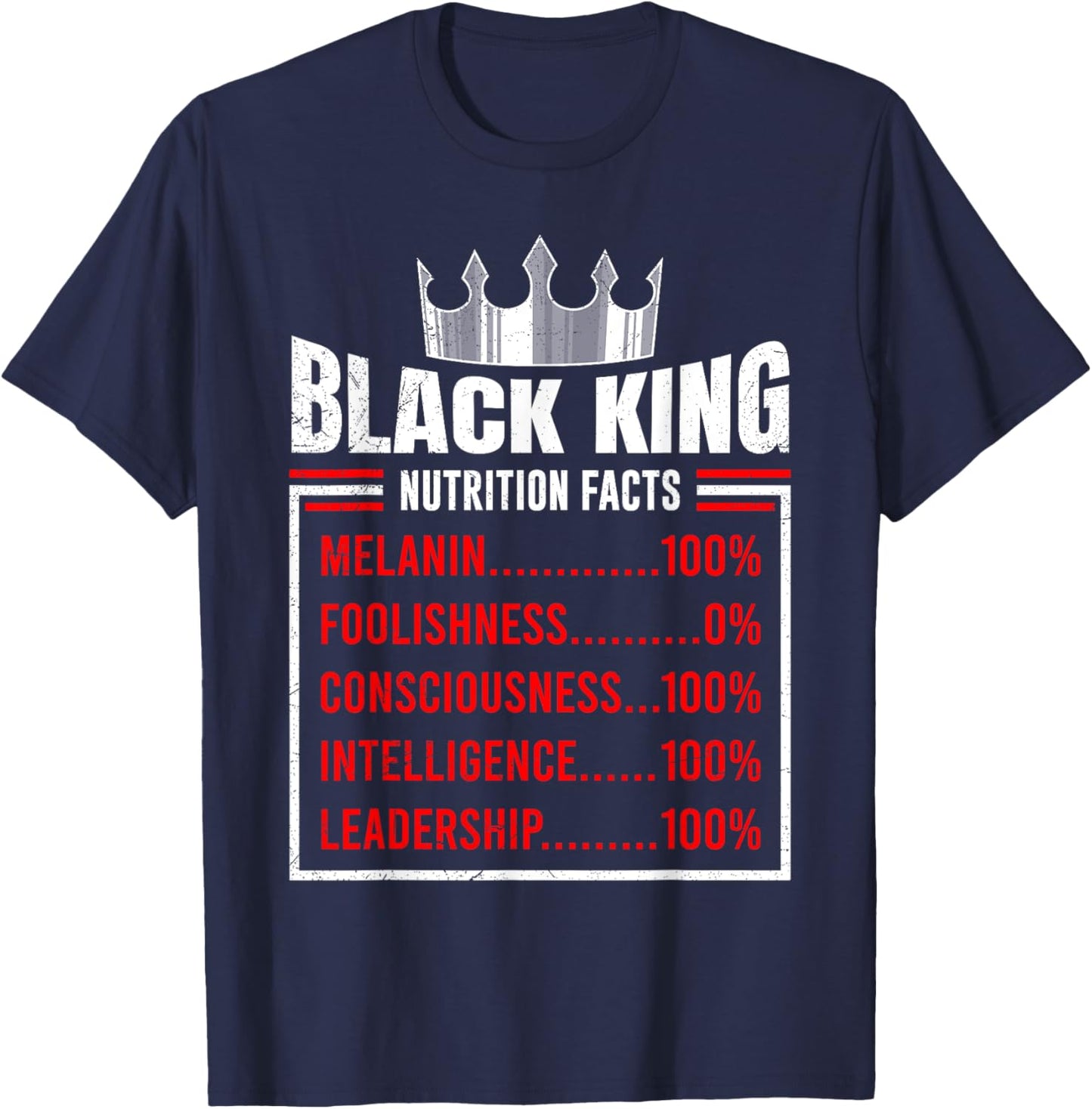 Black King 100% Melanin Dark Skin African T-Shirt - T-Shirt | Navy