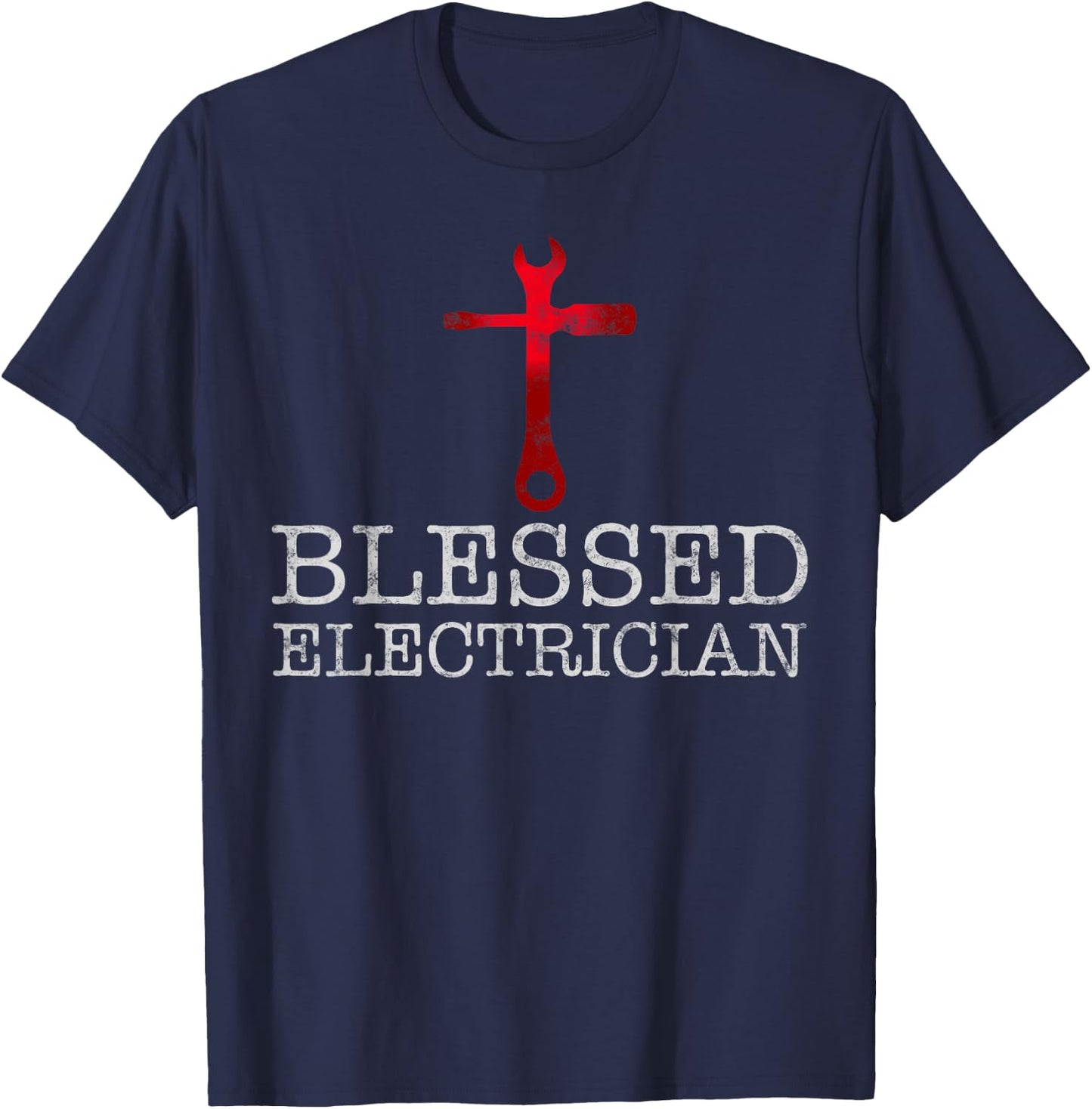 Blessed Electrician Gift Christian Electrician T-Shirt - T-Shirt | Navy