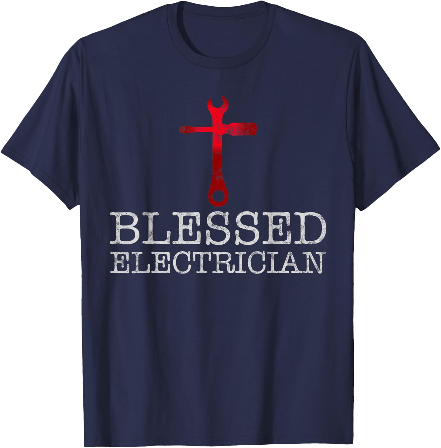 Blessed Electrician Gift Christian Electrician T-Shirt - T-Shirt | Navy