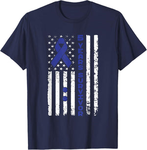Five Year Colon Cancer Survivor 5 Yrs Colorectal Cancer Free T-Shirt - T-Shirt | Navy