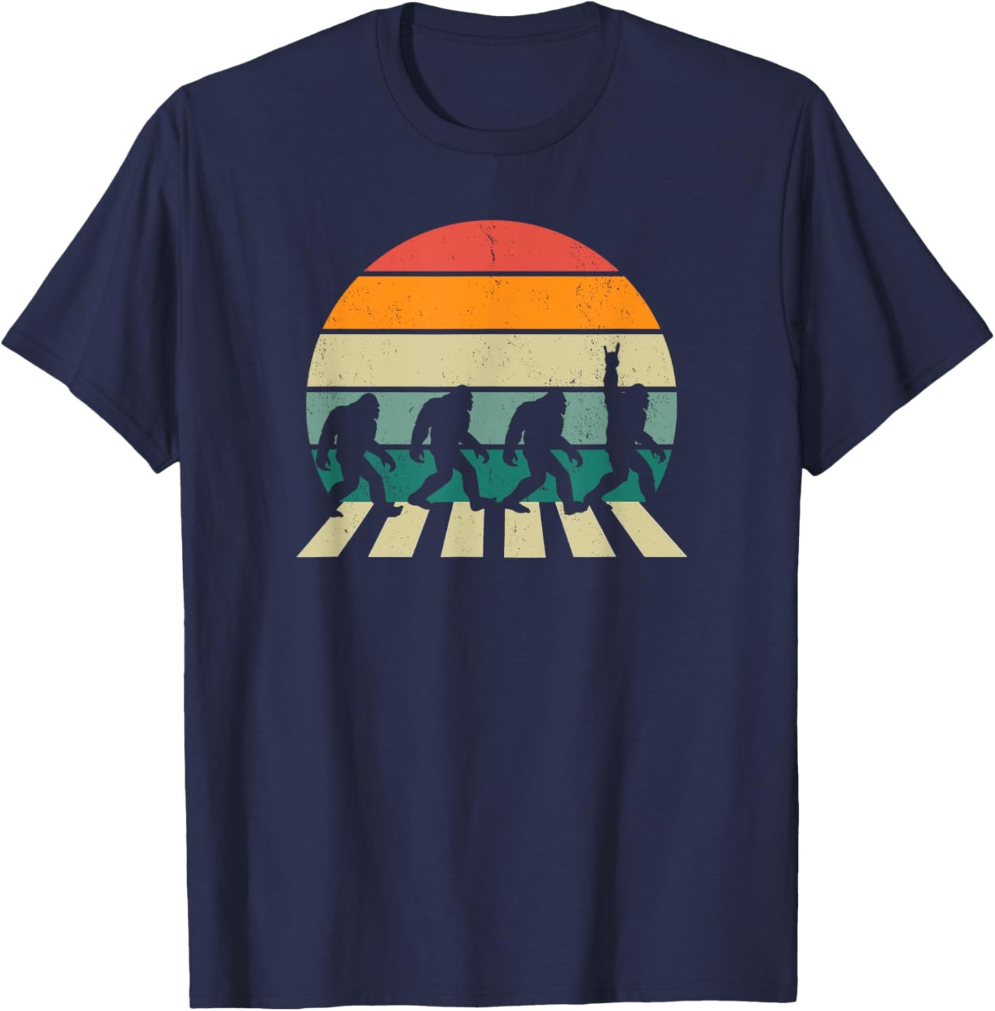 Funny Yeti Sasquatch Bigfoot Road To The Abbey Band Parody T-Shirt - T-Shirt | Navy