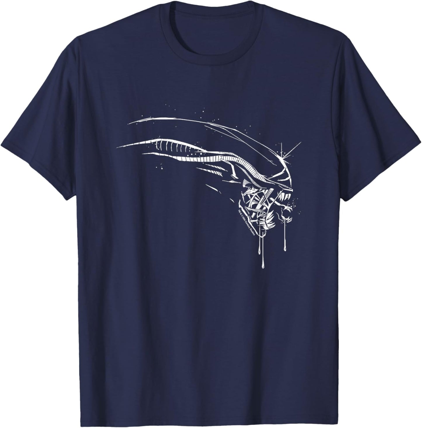 Alien: Romulus Xenomorph Distressed Drip Profile T-Shirt - T-Shirt | Navy