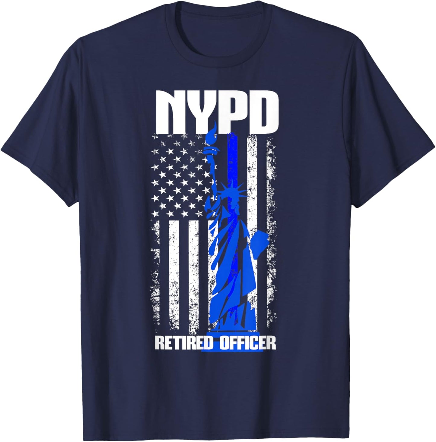 NYPD New York Police Department Statue of Liberty Retired T-Shirt - T-Shirt | Navy