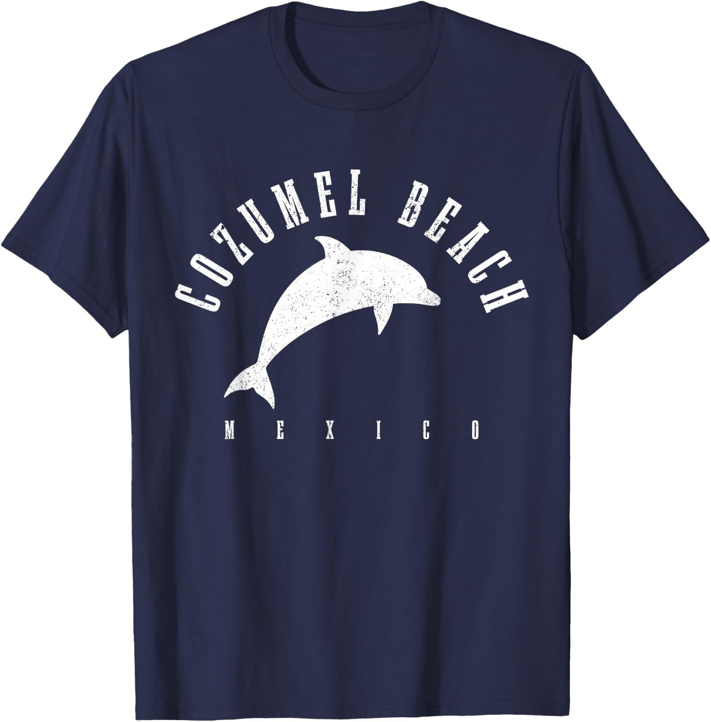 Cozumel Beach Mexico Vintage Dolphin Scuba Diving Vacation T-Shirt - T-Shirt | Navy