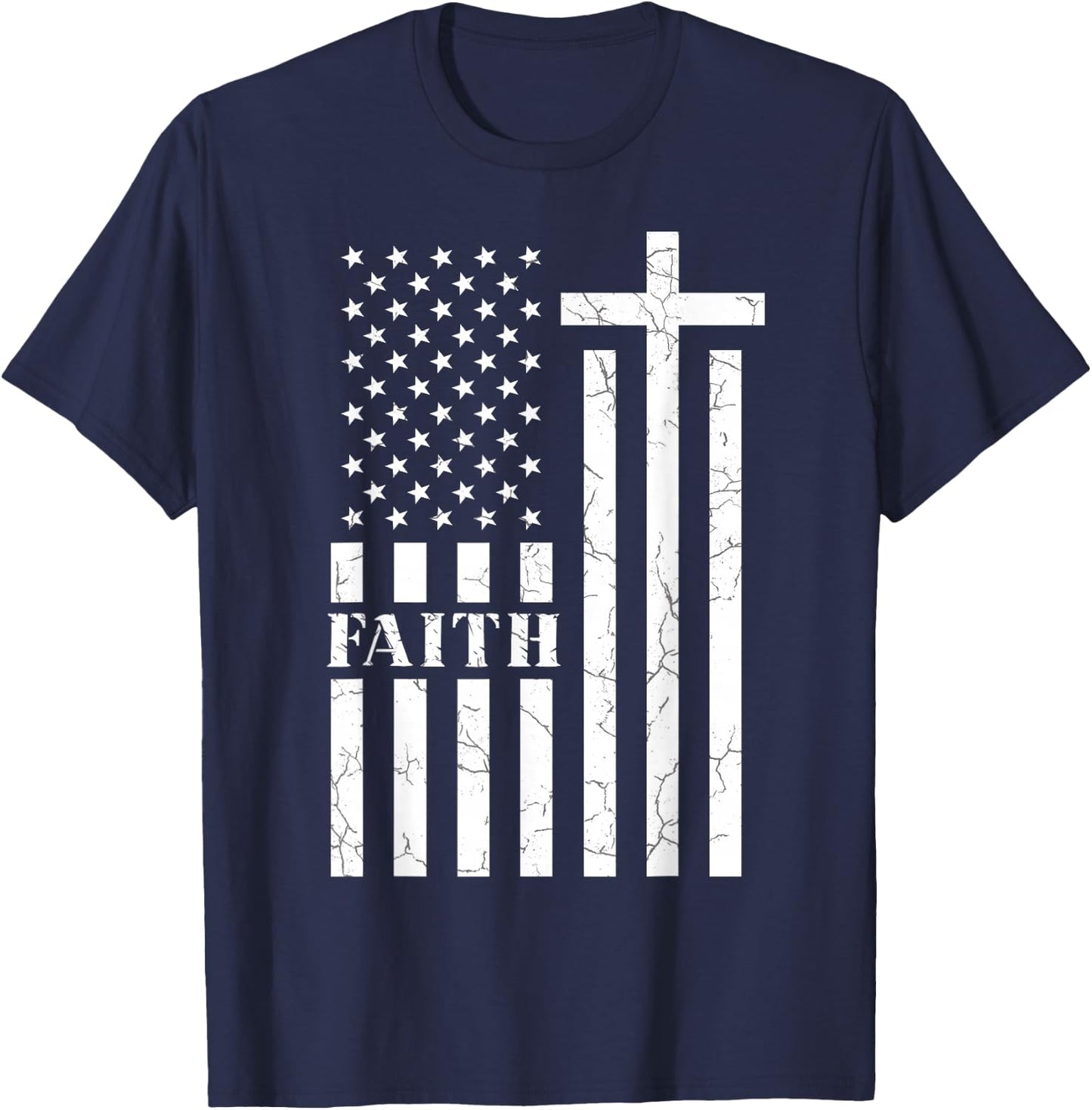 Happy Independence Day Christian American Flag USA Faith Kids Men T-Shirt - T-Shirt | Navy