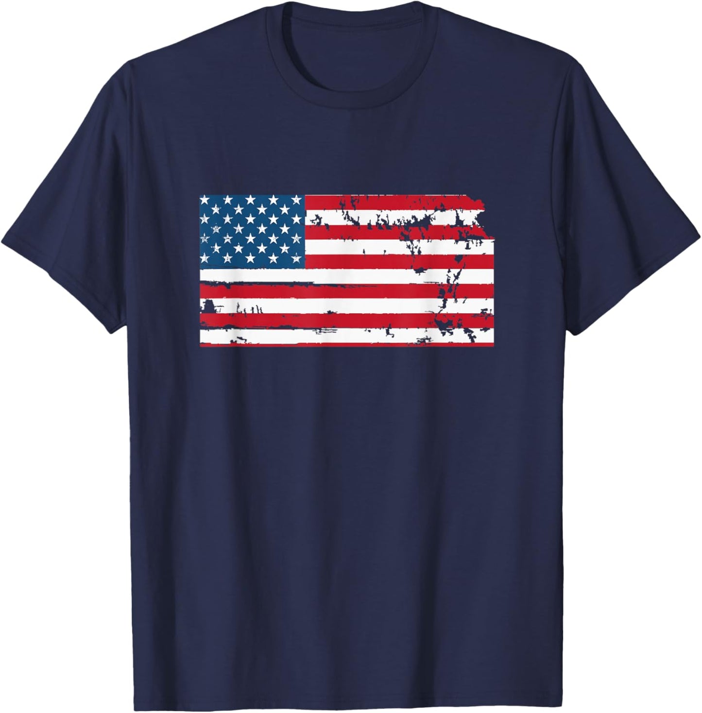 State of Kansas Patriotic USA Flag Women Adults Kids T-Shirt - T-Shirt | Navy
