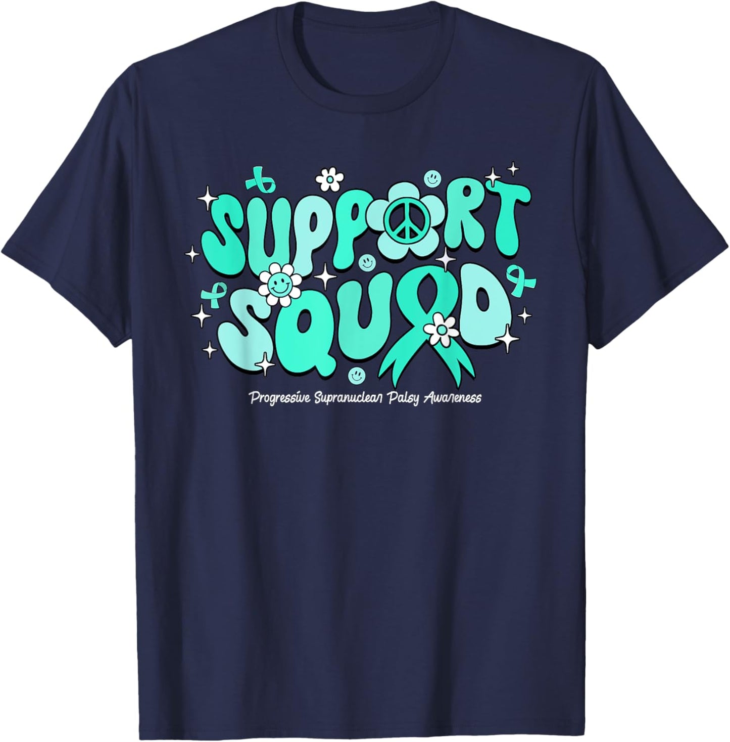 Groovy Support Squad Progressive Supranuclear Palsy T-Shirt - T-Shirt | Navy