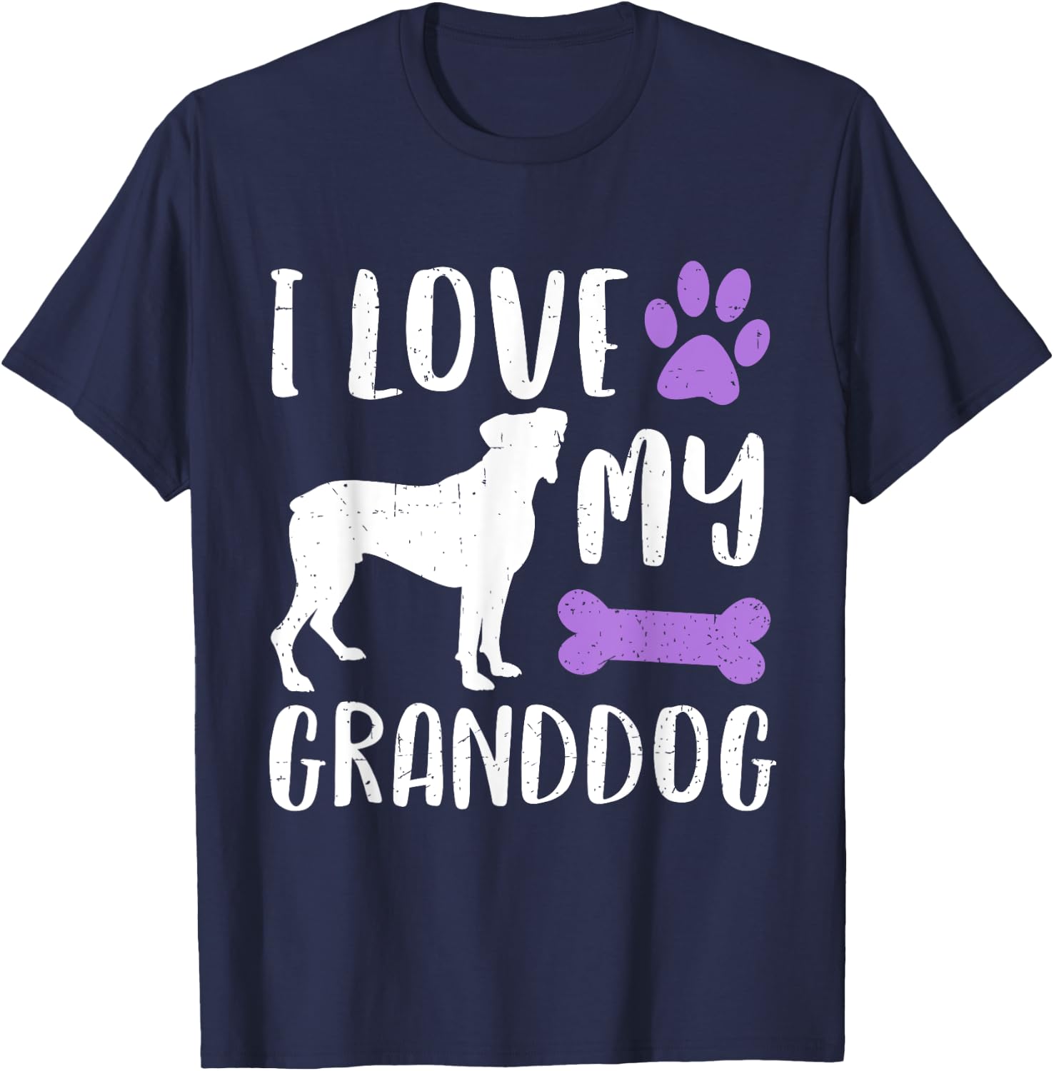 I Love My Boxer Granddog Shirt Dog Grandma Grandpa Women Girls Kids T-Shirt - T-Shirt | Navy