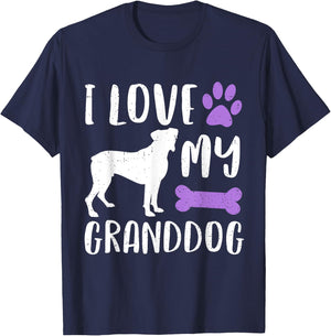 I Love My Boxer Granddog Shirt Dog Grandma Grandpa Women Girls Kids T-Shirt - T-Shirt | Navy