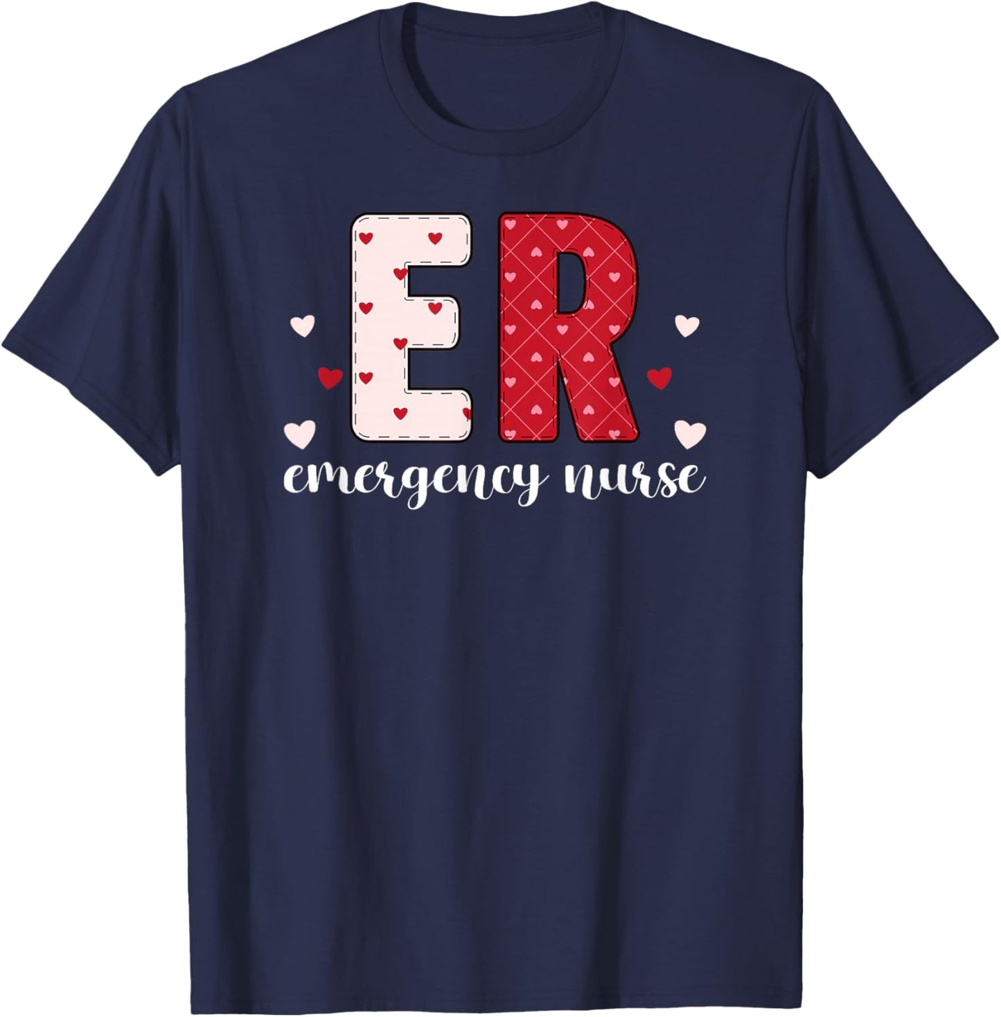 ER Nurse Valentine Emergency Room Nurse Valentines Day T-Shirt - T-Shirt | Navy