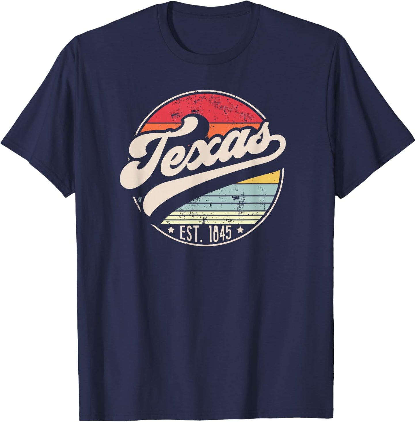 Retro Texas Home State TX Cool 70s Style Sunset T-Shirt - T-Shirt | Navy
