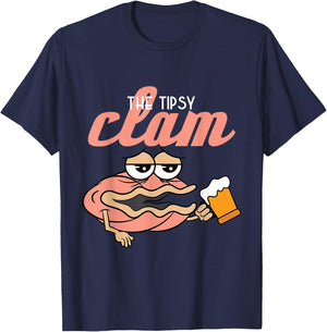 Tipsy Clam Funny drunken Shell Alcohol new gift T-Shirt - T-Shirt | Navy