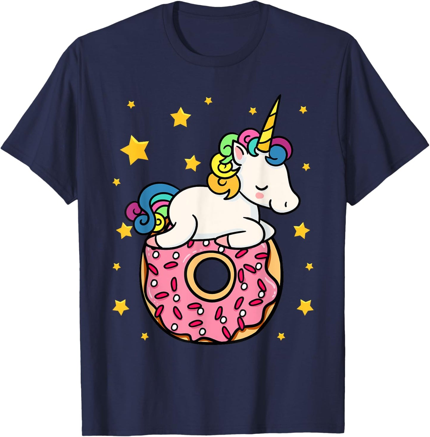 Unicorn Donut Doughnut Dessert Food Lover Candy Gift T-Shirt - T-Shirt | Navy