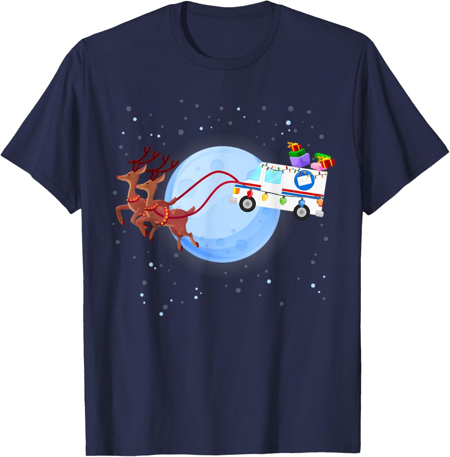 Postal Worker Christmas Mail Truck Funny Mailman Gift T-Shirt - T-Shirt | Navy