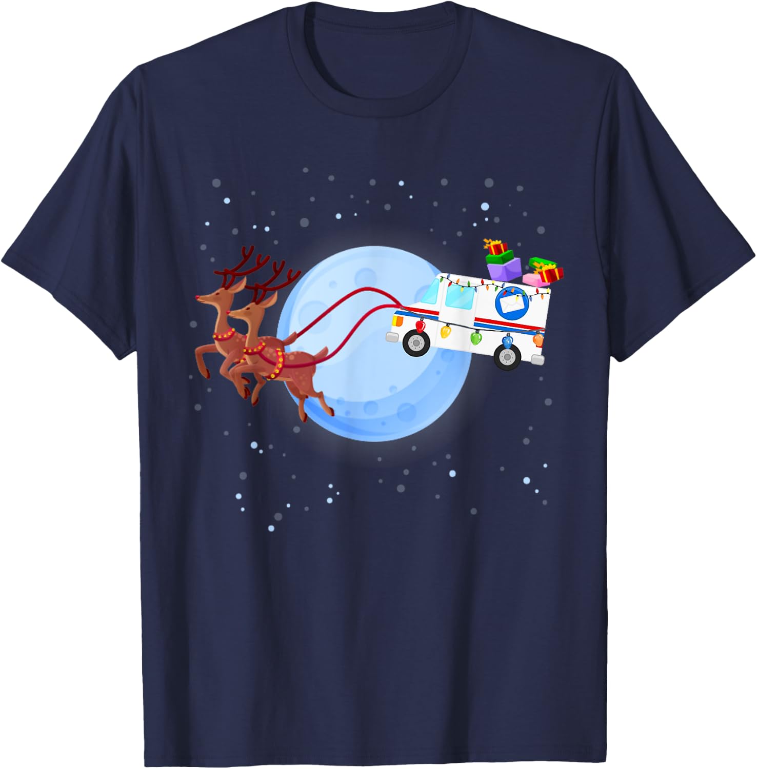 Postal Worker Christmas Mail Truck Funny Mailman Gift T-Shirt - T-Shirt | Navy