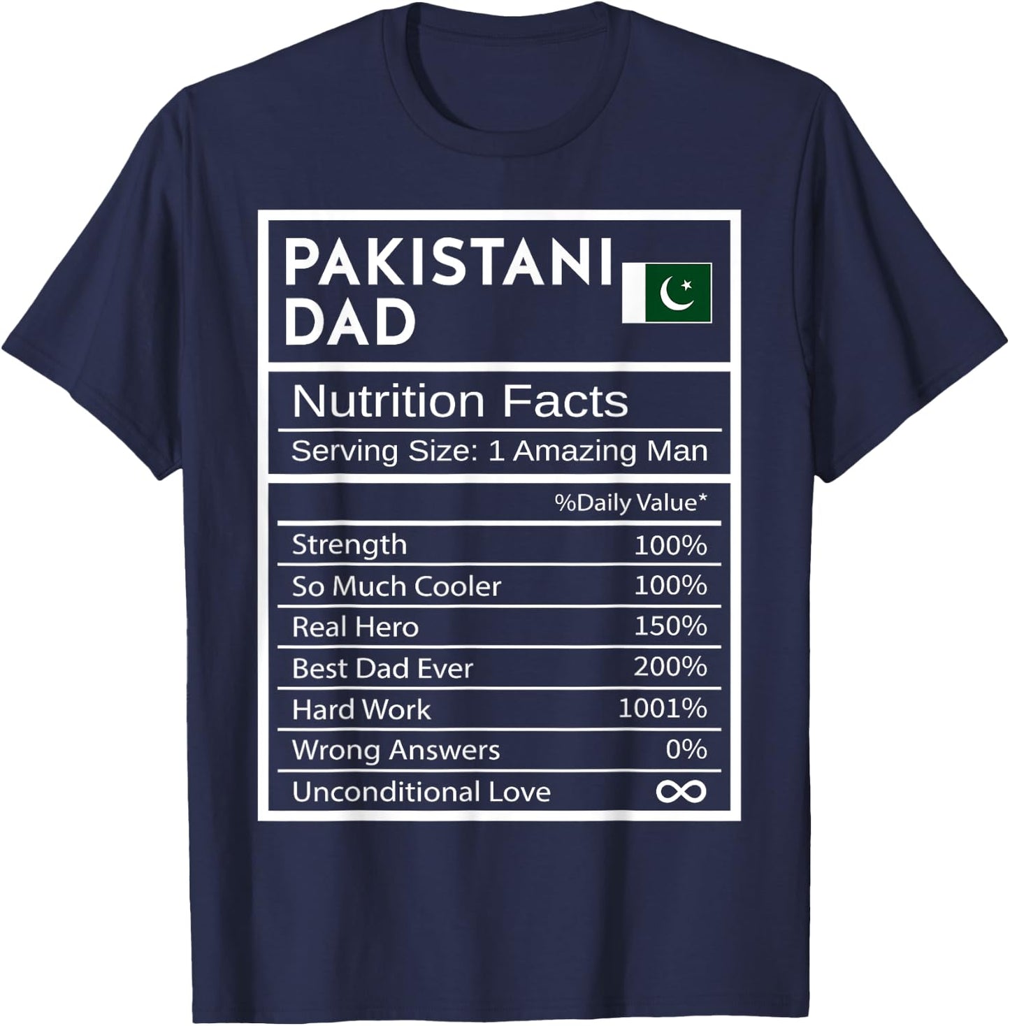 Pakistani Dad Nutrition Facts National Pride Gift Dad T-Shirt - T-Shirt | Navy