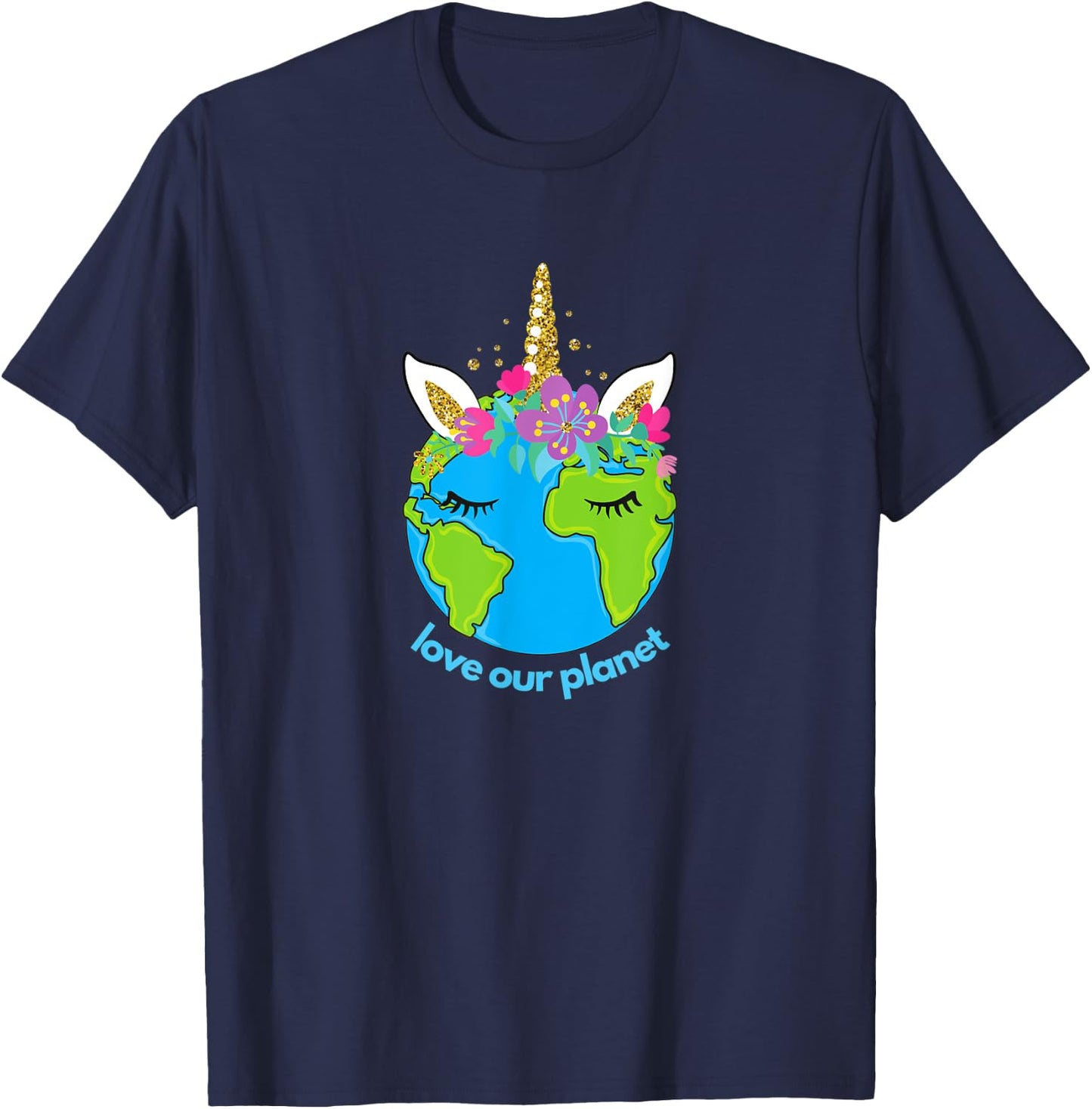 Earth Day 2021 Cute for Toddler Kids Unicorn Face Sleepy T-Shirt - T-Shirt | Navy