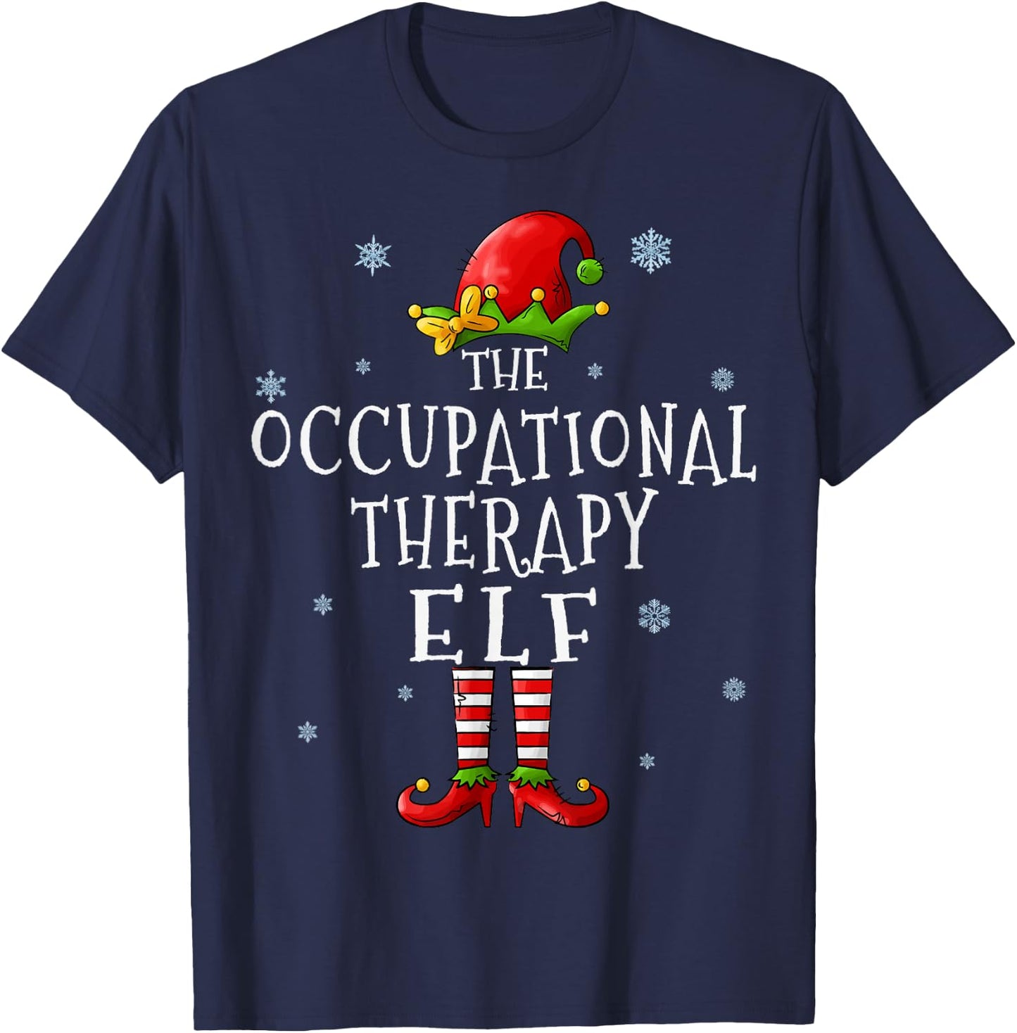 Occupational Therapy Elf Funny Groupe Matching Christmas T-Shirt - T-Shirt | Navy