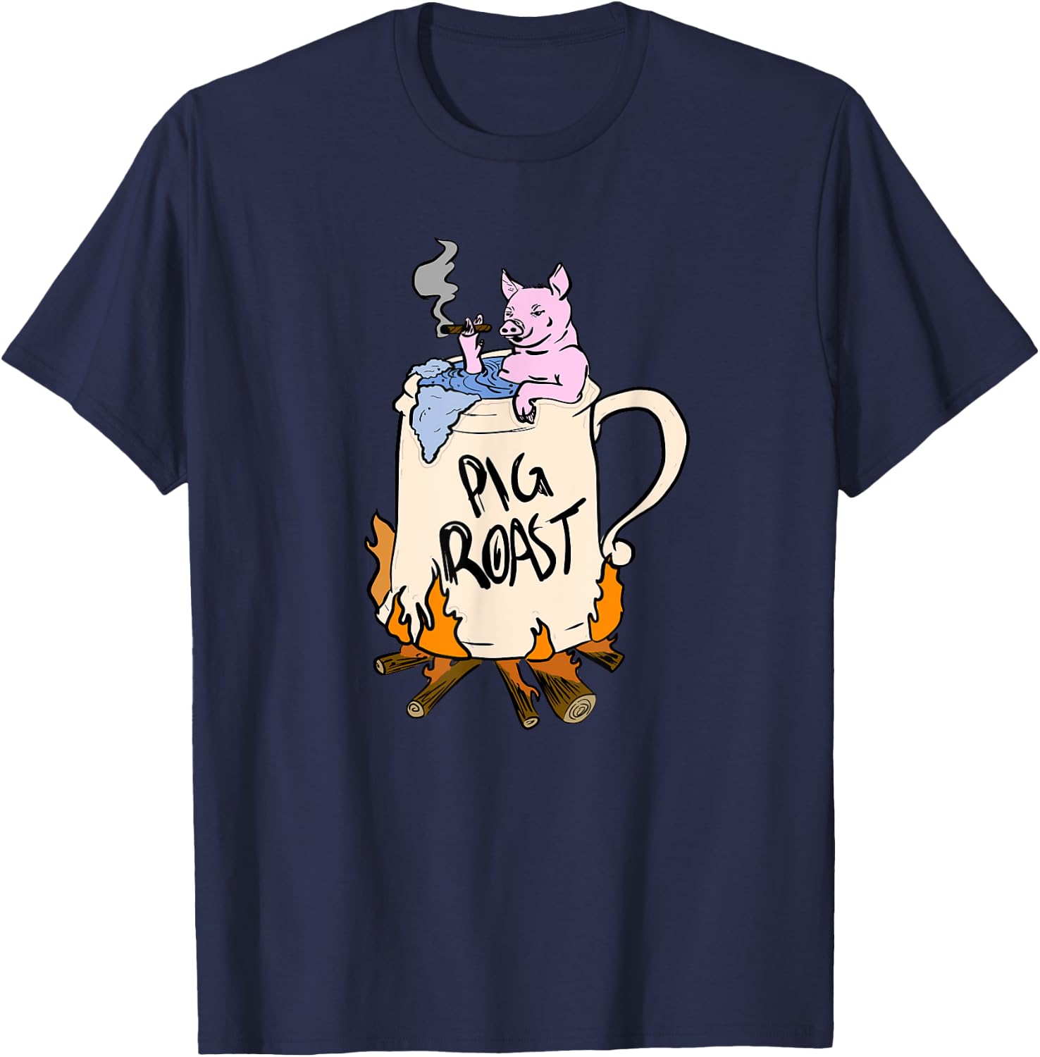 Funny Pig Spit Roast BBQ Party Grill Master Gift T-Shirt - T-Shirt | Navy