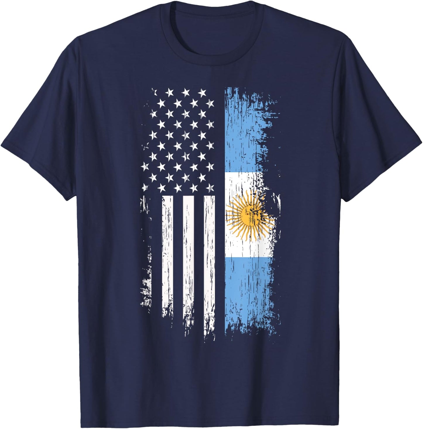 Argentinian American Flag T Shirt - Argentina USA Shirt Women Kids Men T-Shirt - T-Shirt | Navy