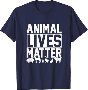 Animal Lives Matter Vegetarian T-Shirt - T-Shirt | Navy