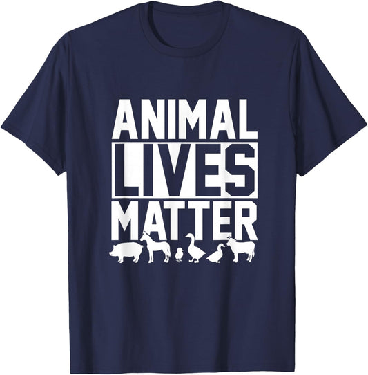 Animal Lives Matter Vegetarian T-Shirt - T-Shirt | Navy