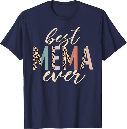 Best Mema Ever Gifts Leopard Print Mothers Day T-Shirt - T-Shirt | Navy