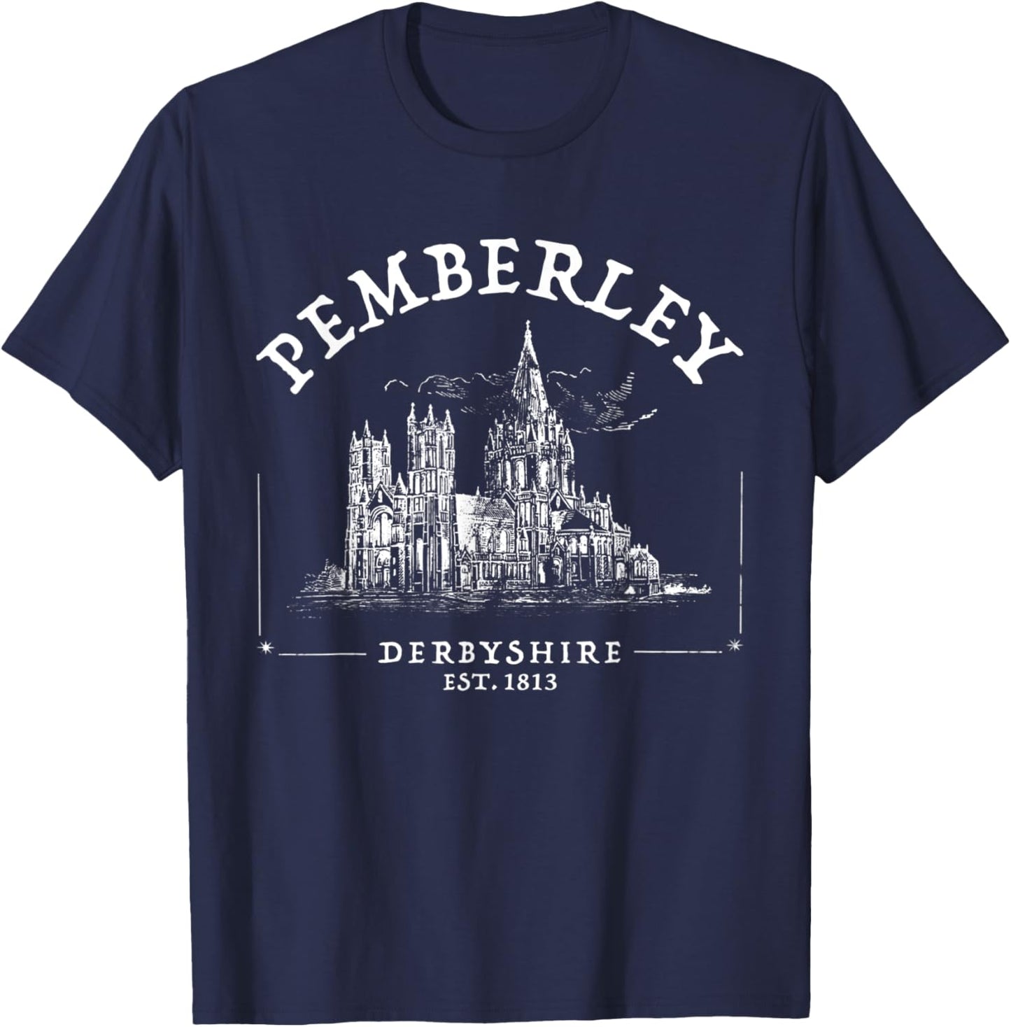 Pemberley Derbyshire 1813 - Pride and Prejudice Jane Austen T-Shirt - T-Shirt | Navy