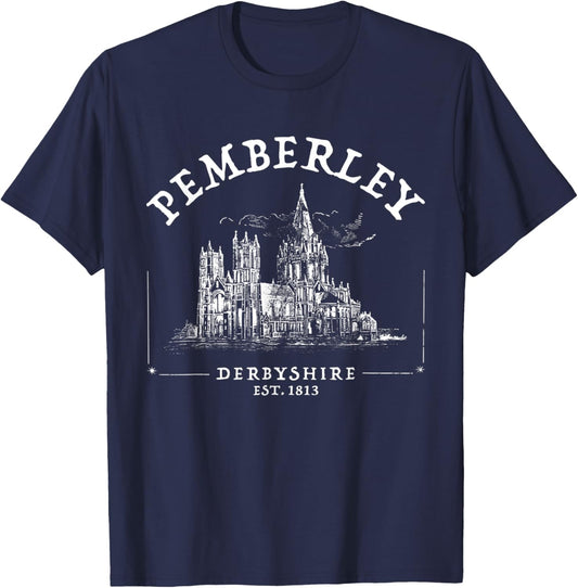 Pemberley Derbyshire 1813 - Pride and Prejudice Jane Austen T-Shirt - T-Shirt | Navy