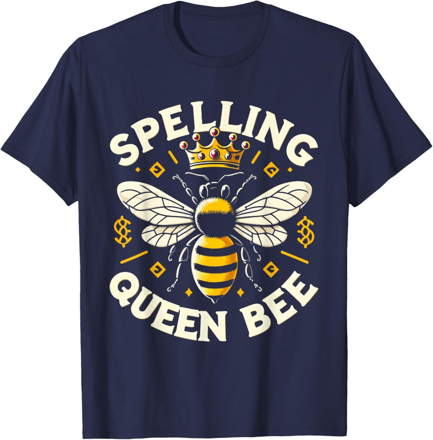 Spelling Bee Queen Graphic - Design for Spelling Champions T-Shirt - T-Shirt | Navy