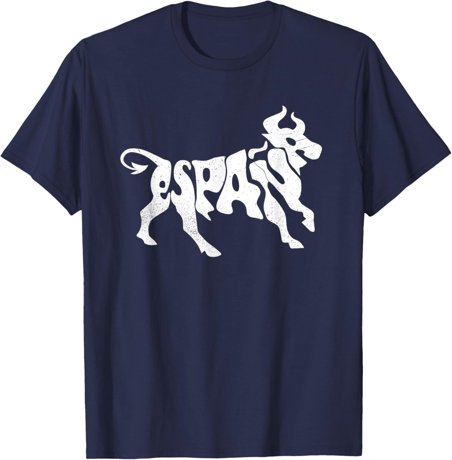 Spain Bull Word Art - Cool Espana Animal T-Shirt - T-Shirt | Navy