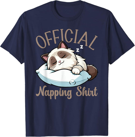 Official Sleepshirt Ragdoll Cat Funny Lazy Sleepyheads Nap T-Shirt - T-Shirt | Navy