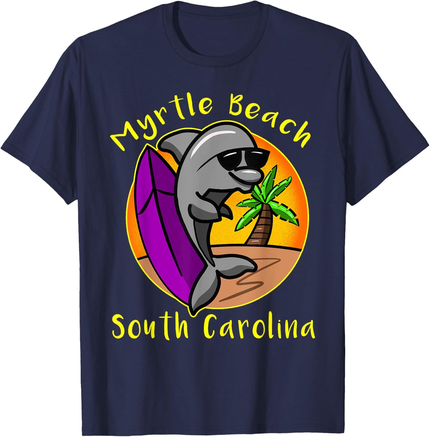Myrtle Beach South Carolina Dolphin Vacation Design Souvenir Women Kids T-Shirt - T-Shirt | Navy