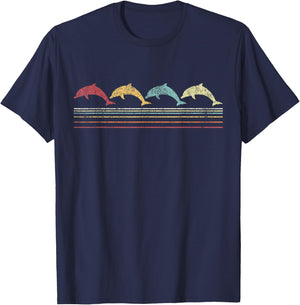 Funny Dolphin Retro Dolphin Lover Vintage T-Shirt - T-Shirt | Navy