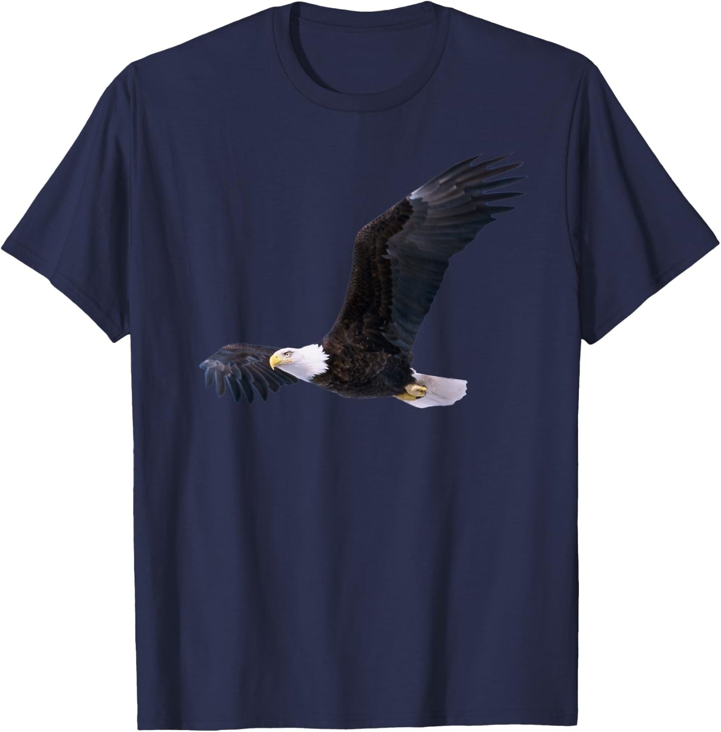 Elegant American Bald Eagle In Flight Photo Portrait T-Shirt - T-Shirt | Navy