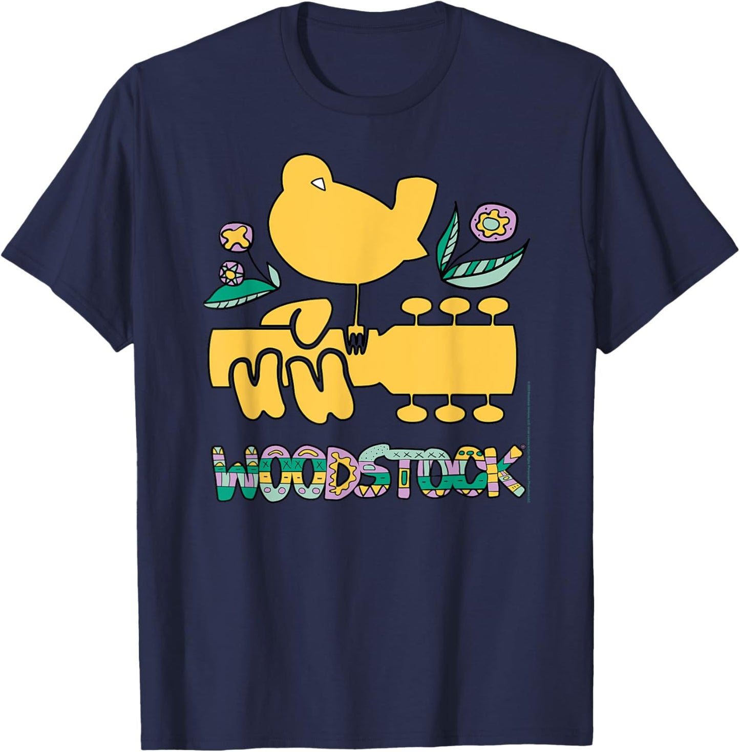 Woodstock Bird Aztec Pattern Music Festival T-Shirt - T-Shirt | Navy