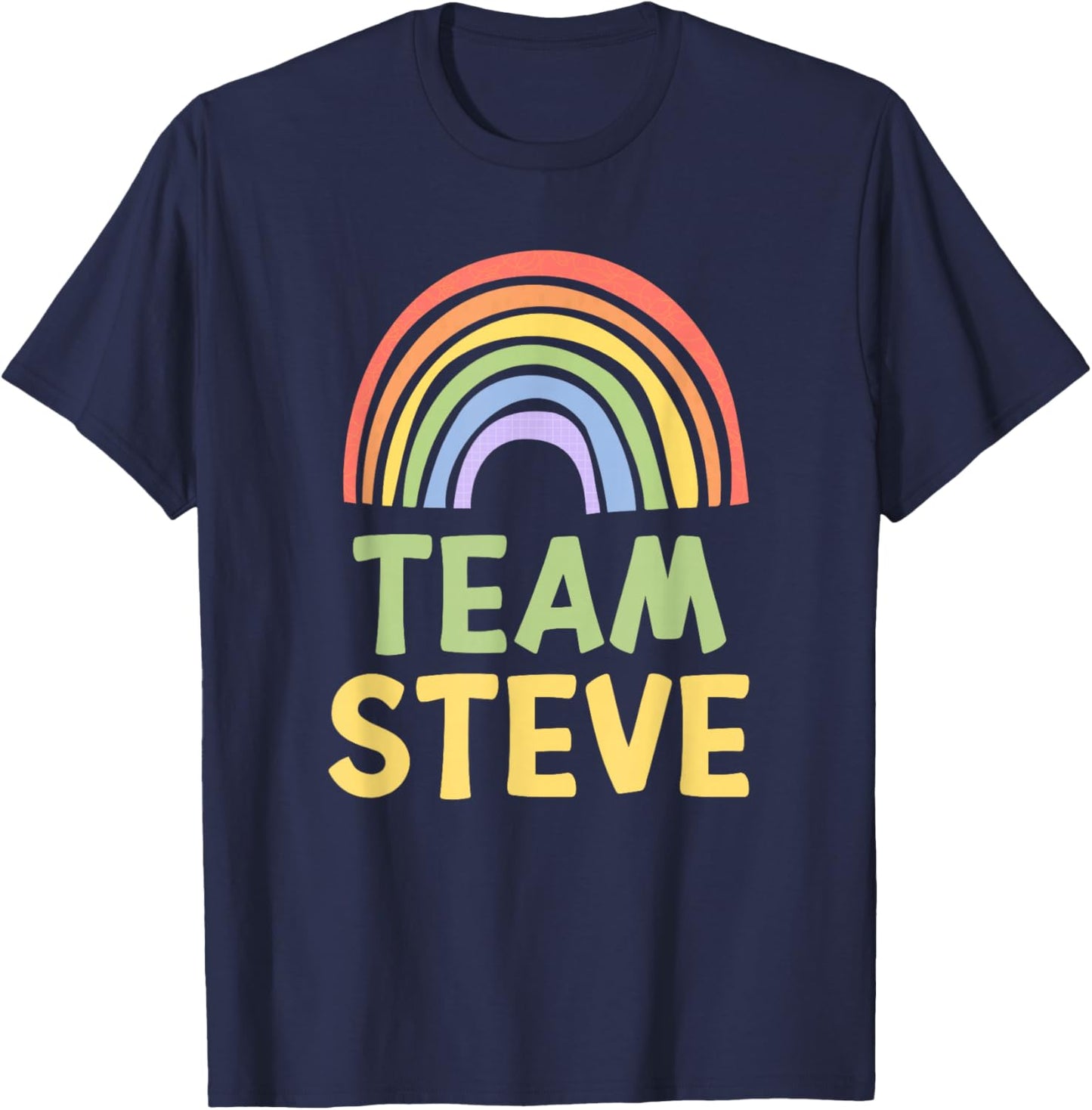 Happy Colorful Team Steve Rainbow Pride Green Yellow T-Shirt - T-Shirt | Navy