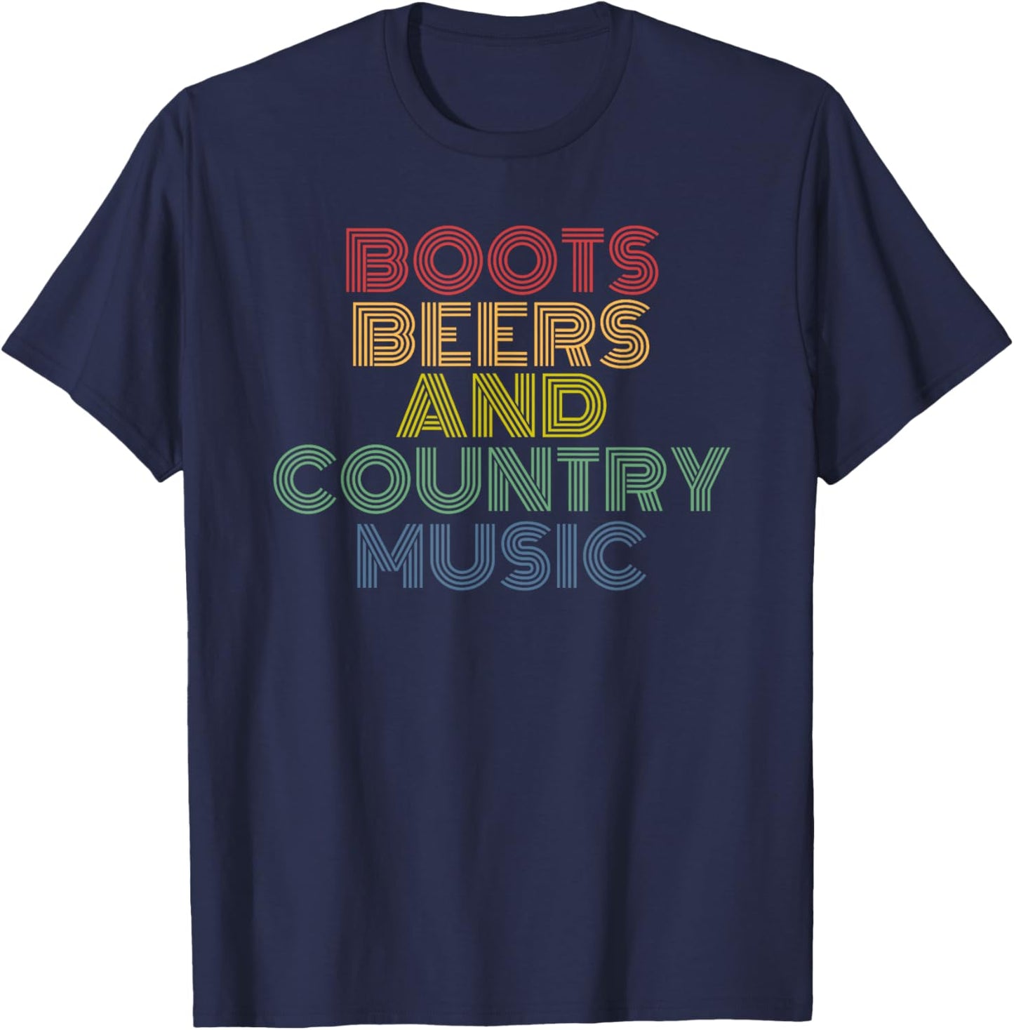 Boots Beers And Country Music retro 70s vintage T-Shirt - T-Shirt | Navy