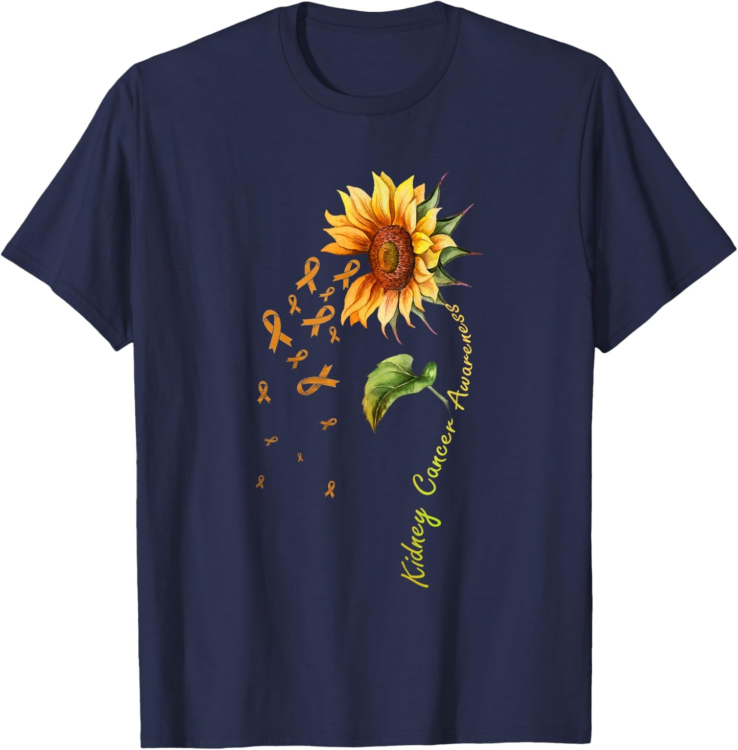 Kidney Cancer Awareness Sunflower Shirt T-Shirt - T-Shirt | Navy